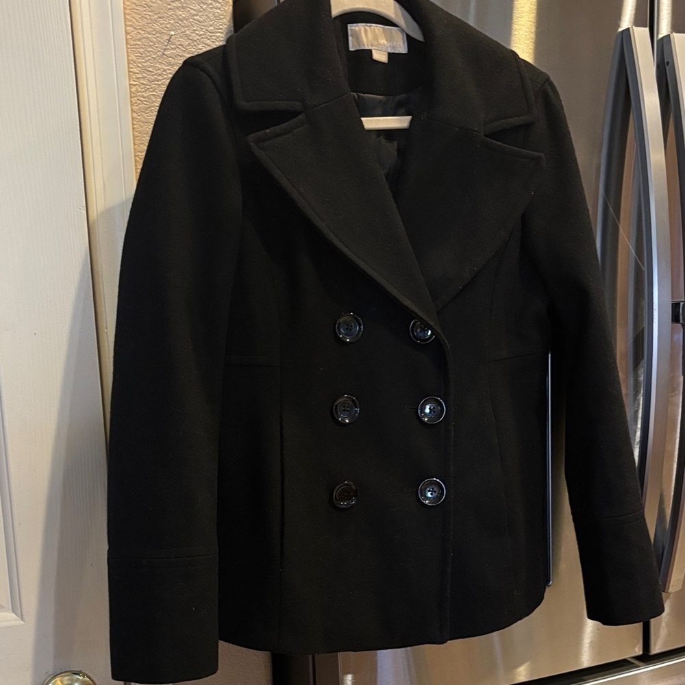 Michael Kors Collection Elegant Black Pea Coat